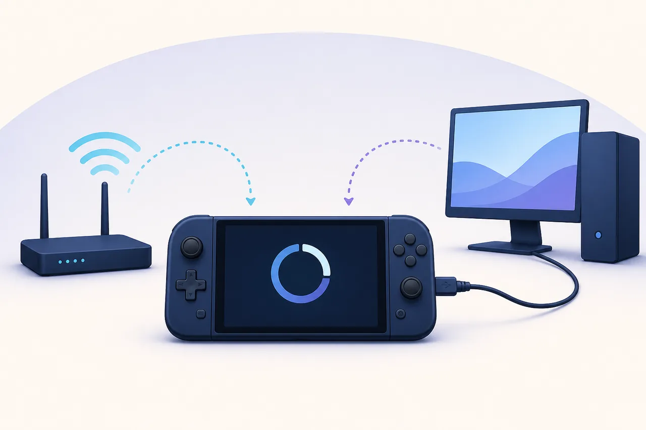 Wi-Fi 또는 컴퓨터 업데이트를 설명하는 편집용 그림