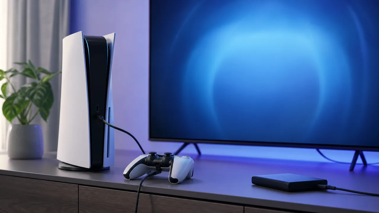 Konzeptbild einer Konsole mit kabelgebundenem Controller und Wiederherstellungsanzeige